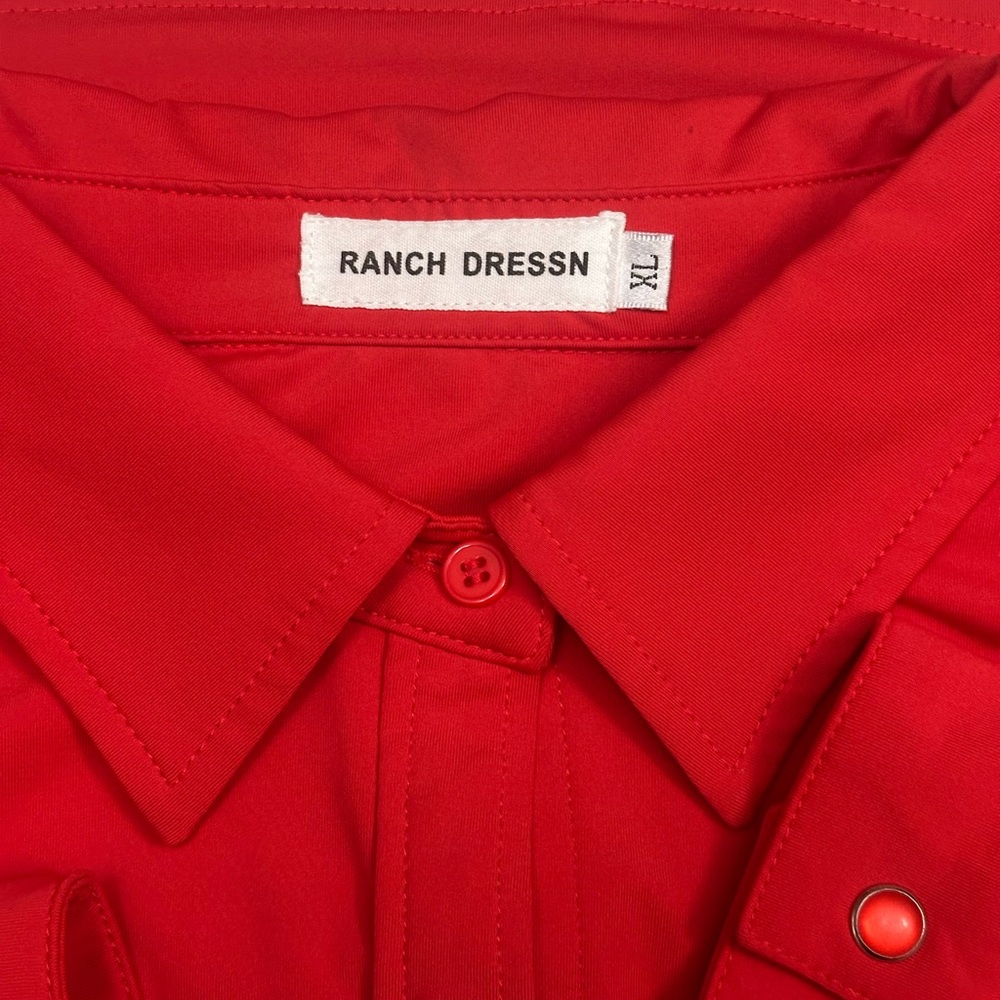 Red Button Down Shirt Classic Collar